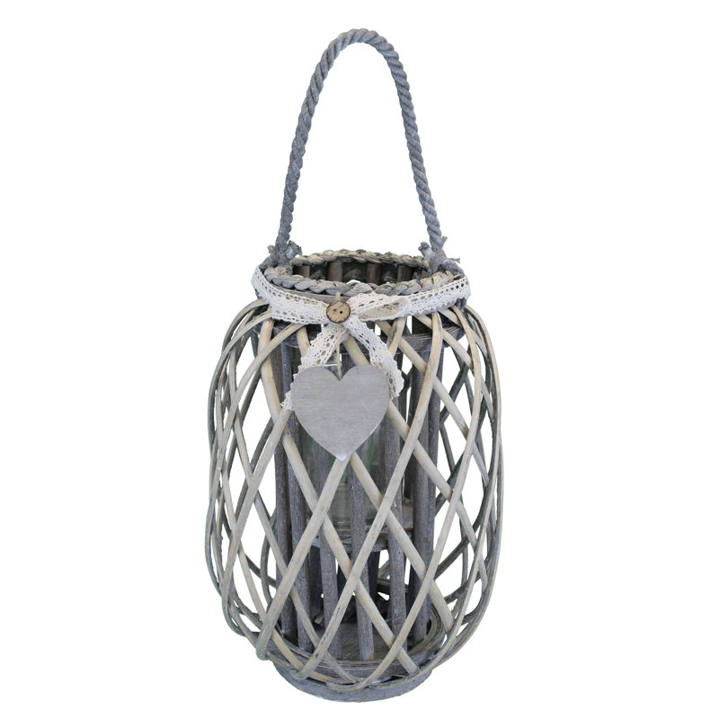 Glass Tabletop Lantern, Grey