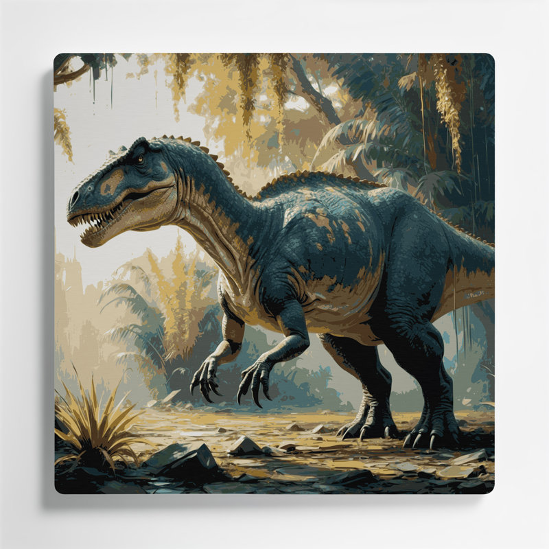 «Dinosaur Ampelosaurus», art mural en métal gris, H 32 po x l 32 po
