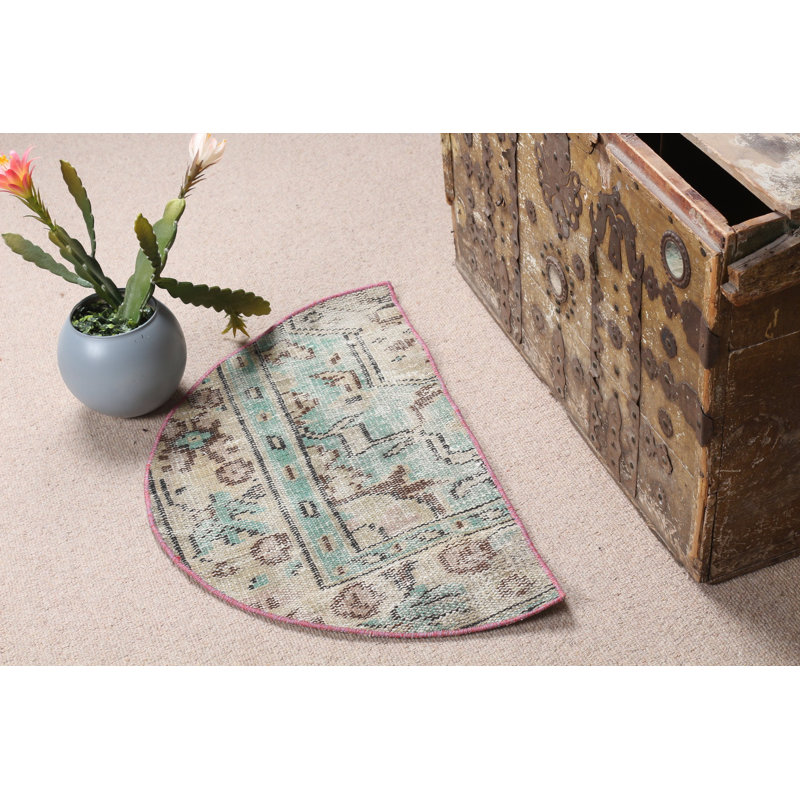Discover This Round Turkish Small Vintage Oushak Rug in a Beautiful Brown Shade Ideal for Any Room