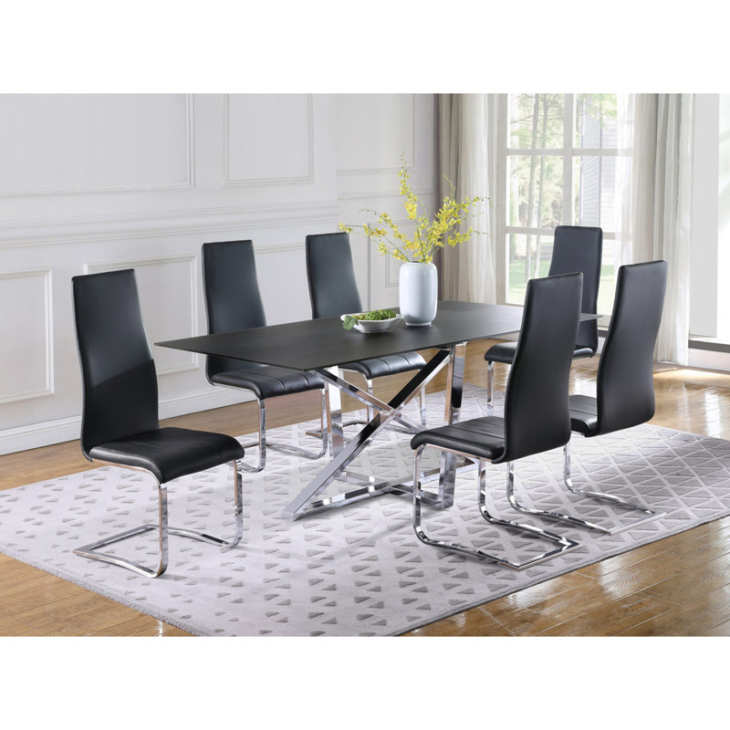 Chaise rembourrée, Argent argent, Noir