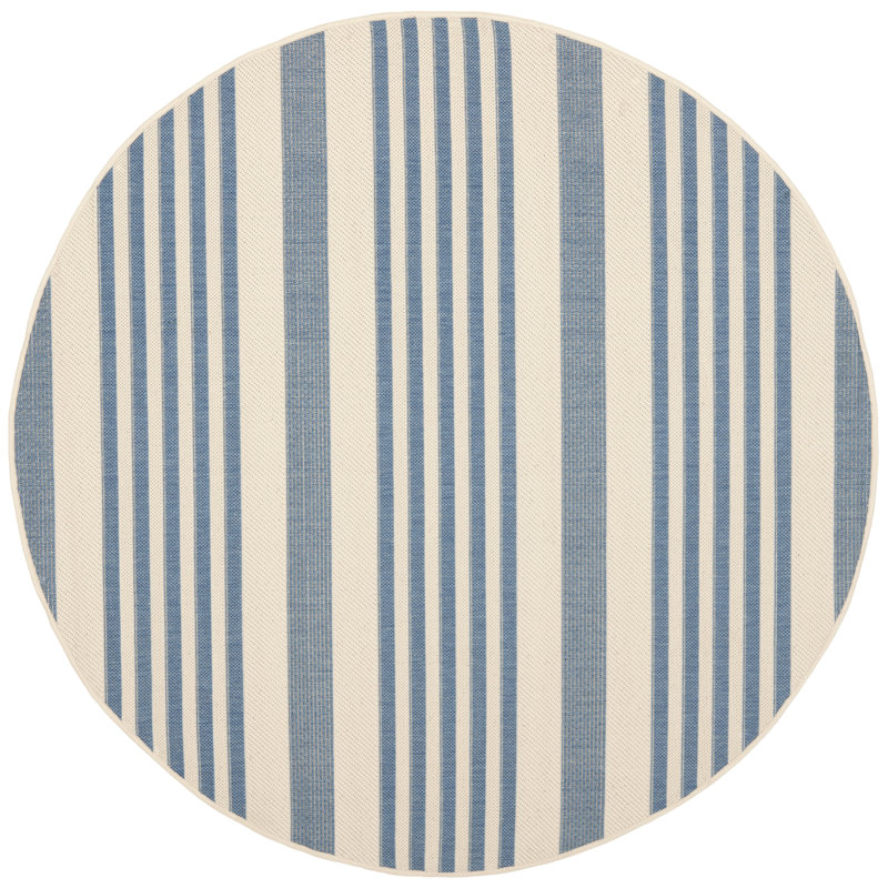 Herefordshire Performance Striped Indoor/Outdoor Area Rug, Round 5'3"