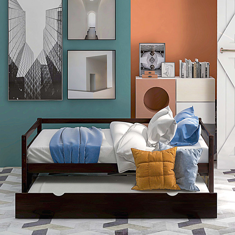 Twin Size Daybed with Trundle Frame Set, Espresso