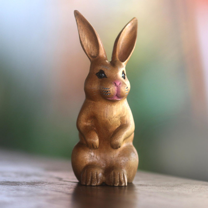 Sculpture de lapin mignon fait à la main, Brun