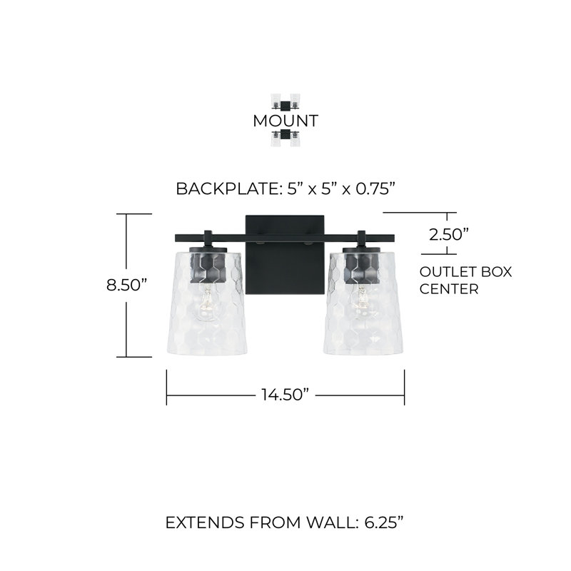 Burke 2 - Light Dimmable Vanity Light, Matte Black