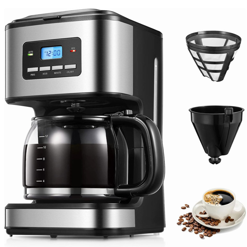 Coffee Maker, Filter Coffee Machine with Timer, 1.5L Programmable Drip Coffee Maker, 40min Keep Warm & Anti-Drip System, Reusable Filter, Fast Brewing Technology, 900W (Coffee Maker)