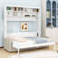Grand lit escamotable mural avec canapé et tablettes de rangement-493396516