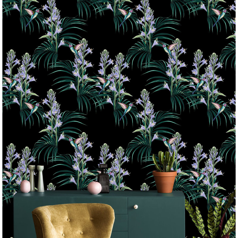 Murale à peindre pour les feuilles hummingbird et palm, l 25 po x H 50 po