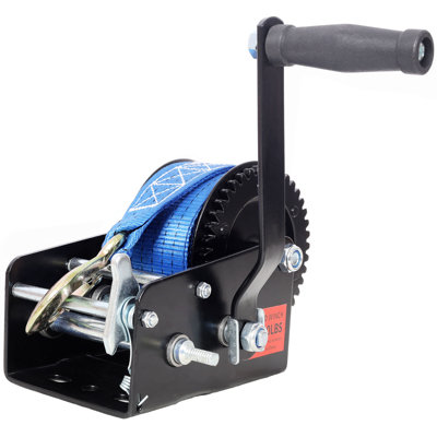 3500LBS Hand Winch,With 32.8FT Strap,Black Shell,4.1:2.4:1 Gear Ratio Portable Winch,Two-Way Ratchet,Manual Operated Hand Crank Winch For Trailer, Boat Or ATV Towing