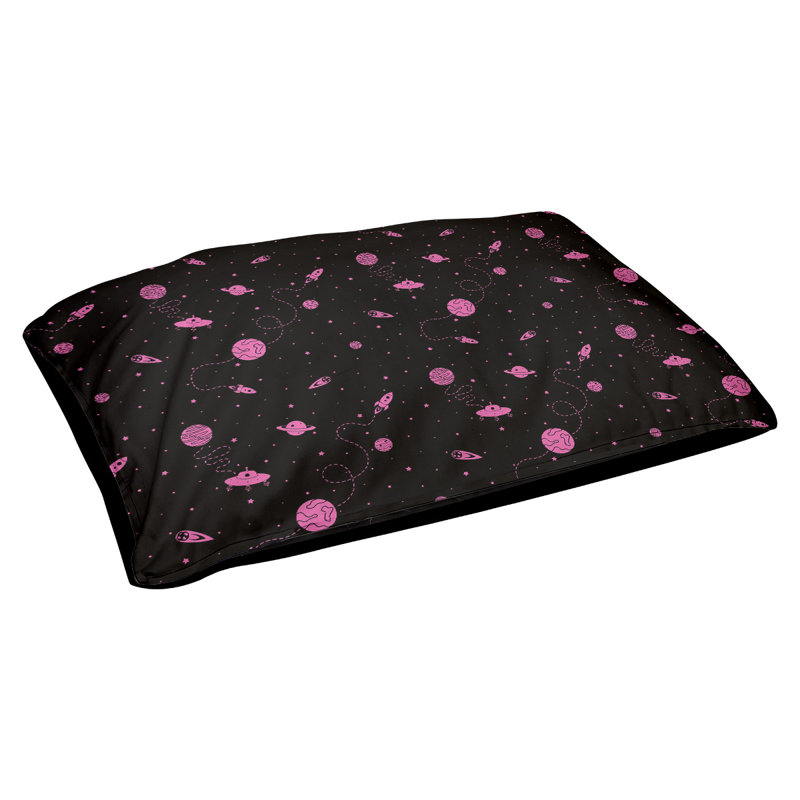 Coussin extérieur pour chien extérieur space Byrge, Moyen (L 29,5 po x P19,5 po x H 9,5 po), Noir / Rose
