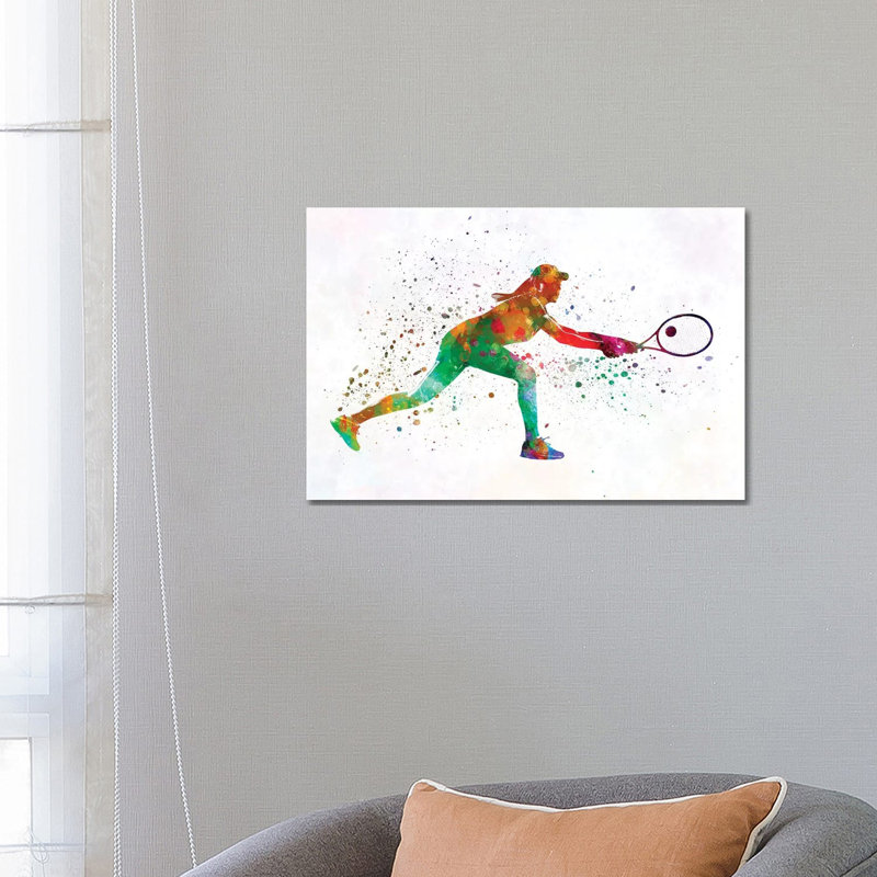 Woman Tennis Player 02 in Watercolour 1 Piece Wrapped Canvas Painting, 66.04 cm H x 45.72 cm W x 1.91 cm D