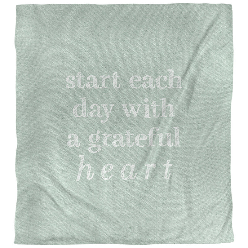 Housse de couette simple à citation gratitude, Housse de couette pour très grand lit, Vert / blanc
