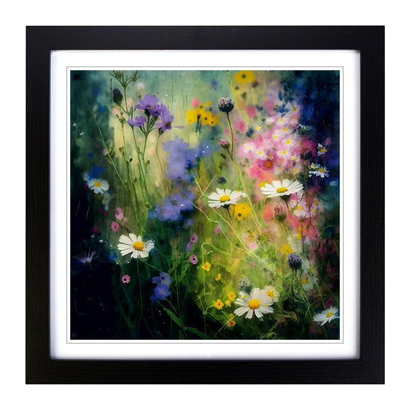 Wildflowers Impressionism No.1 - Framed Print, Black