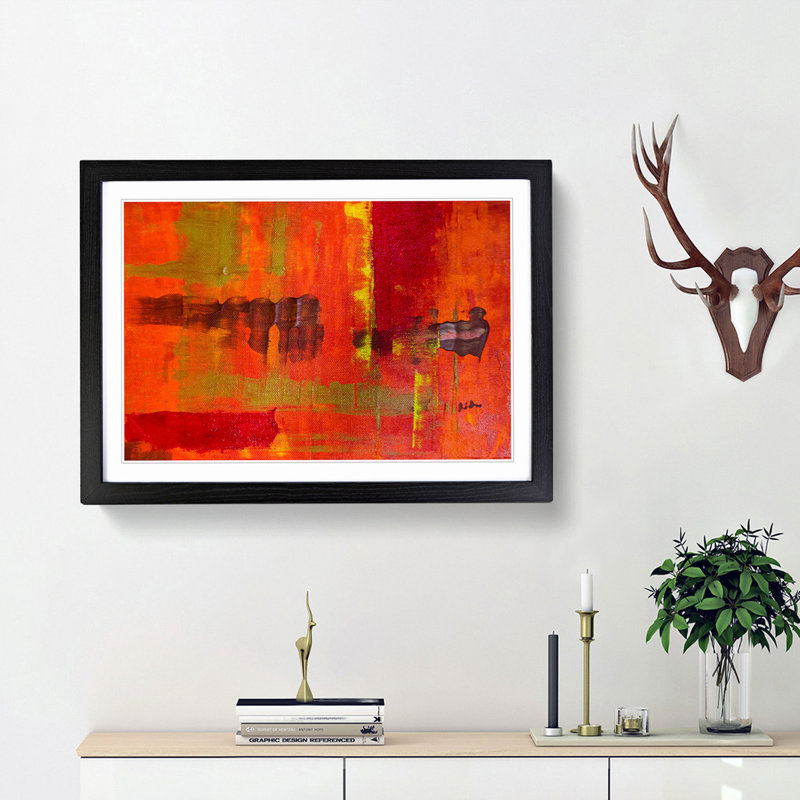 Abstract Art Painting Vol.200 by S.Johnson - Picture Frame Painting Print, Black Framed, 62cm H x 87cm W x 2cm D