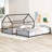 Twin Over Twin Metal Bunk Bed With Slide,Kids House Bed Black-27970230