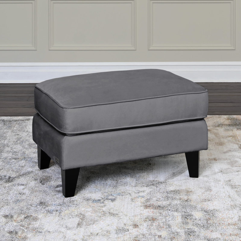 Asriel Upholstered Ottoman, Grey Polyester