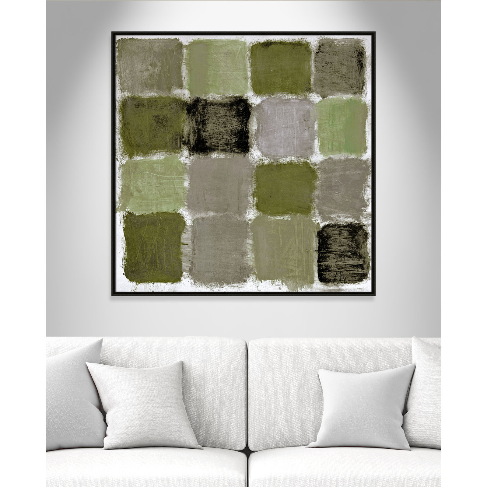 Coppola "Powder Room Green Reflections" Print, 41.5" H x 41.5" W, Espresso