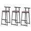 Ensemble de 3 tabourets de bar à hauteur de comptoir avec dossier et chaises sans accoudoirs pour îlot de cuisine (brun et noyer)