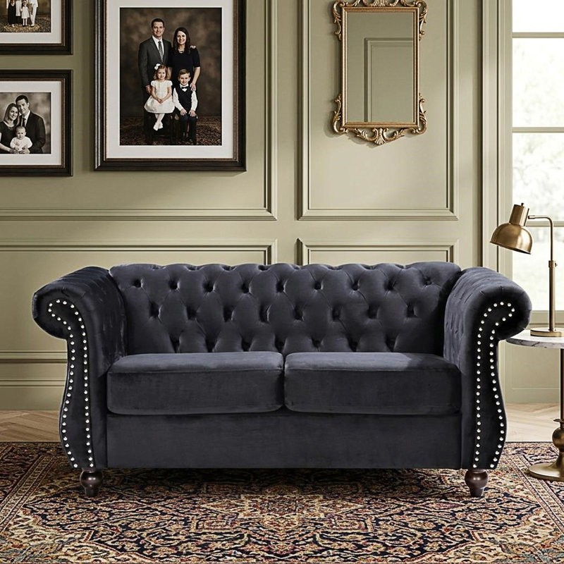 Fauteuil d'appoint Chesterfield, Velours noir