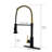 Touchless Kitchen Faucet With Pull Down Spray - Hands Automatic Smart, Black + Gold, Contemporary, Stainless Steel, Ceramic Fill Smart Touchless, , Contemporary Design, Filler