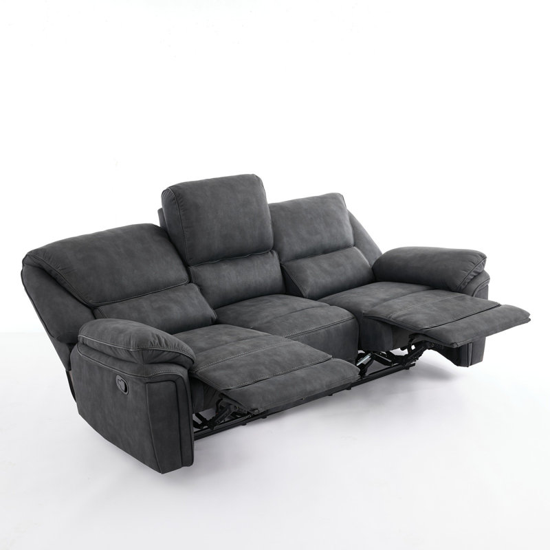 Fabric Reclining Sofa, 3 Seater, Dim Grey