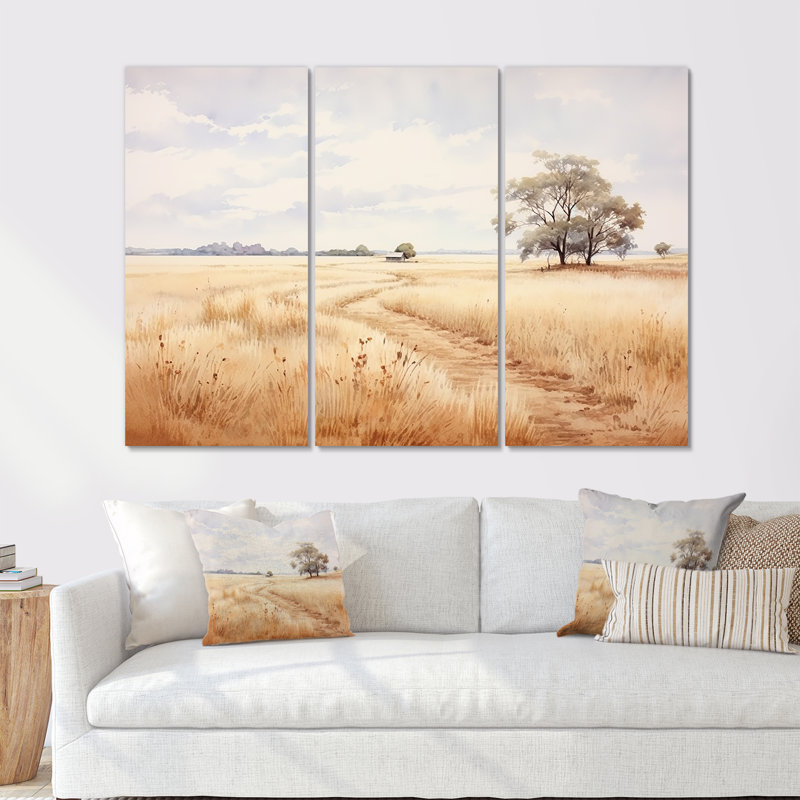 «Prairie Peacefulness Meadows III - Prairies», ensemble d'art sur toile, H 28 po x l 36 po x P 1 po