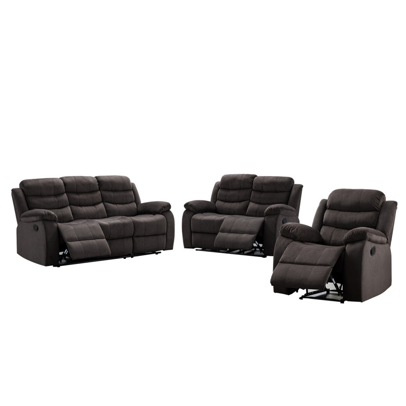 Ensemble de salon inclinable 3 pièces Kingstowne, Brun