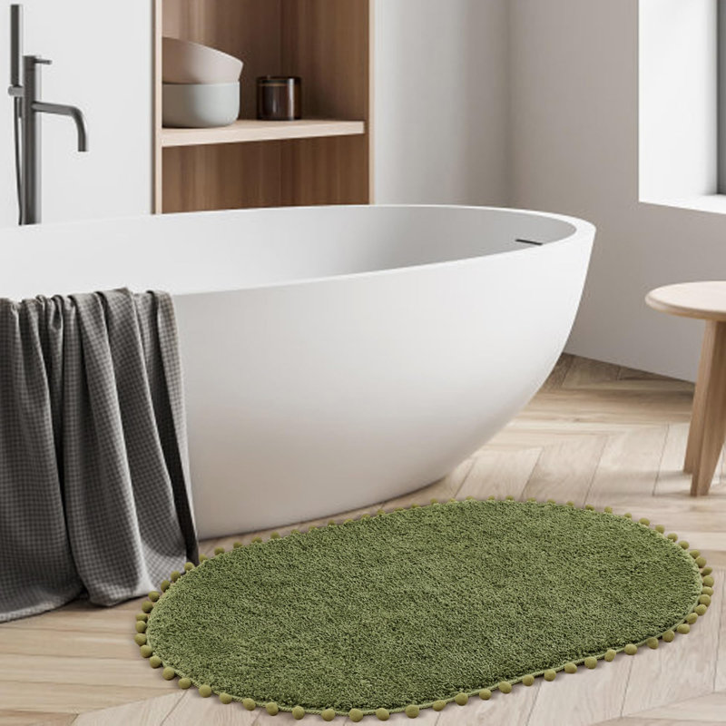 Tapis ovale avec tapis de bain Yyddeo, Simple - L 30 po x l 20 po, Vert olive