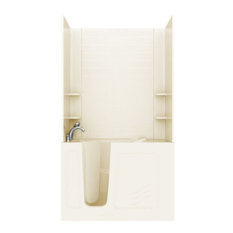 Santa Fe 53" x 26" Walk in Soaking Fiberglass Bathtub with Faucet, Biscuit, Left