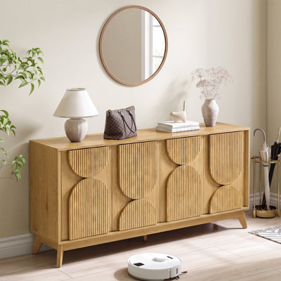 63'' W Sideboard Buffet Cabinet with Fluted Doors and Adjustable Shelves, Large Storage for Dining Room, Living Room, Kitchen or Entryway