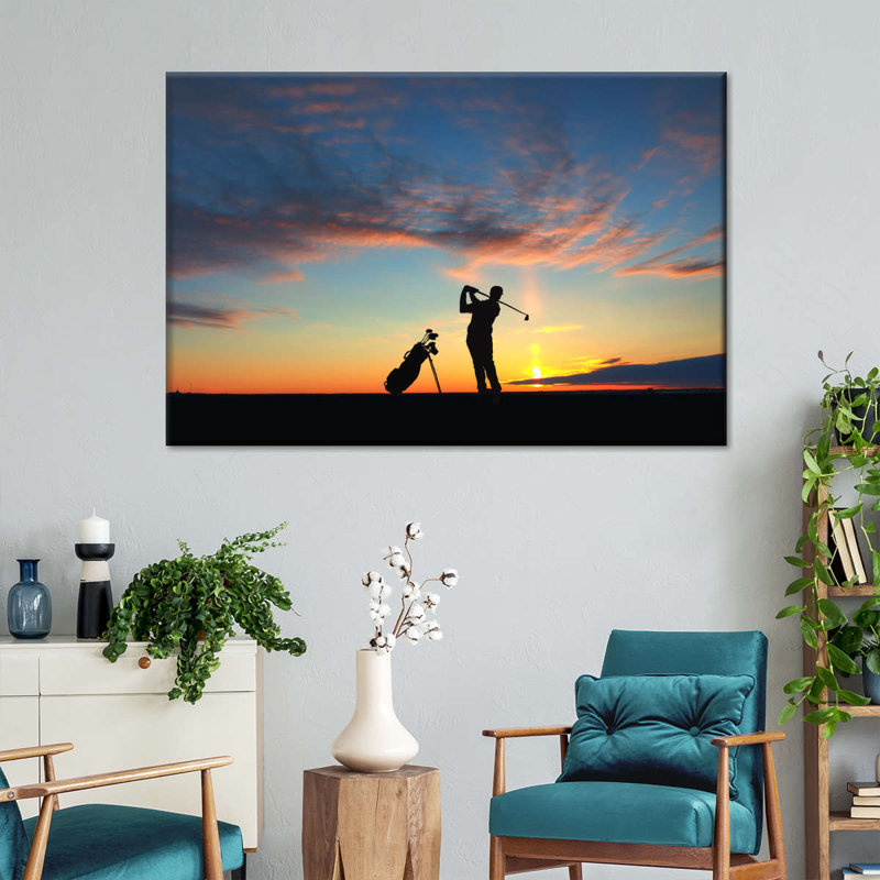 «Golfing at Sunset» sur impression sur toile, H 32 po x l 48 po x P 1,25 po