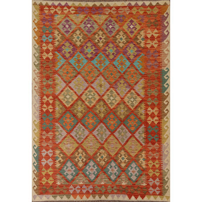 Tapis oriental coloré et réversible kilim 6 x 8