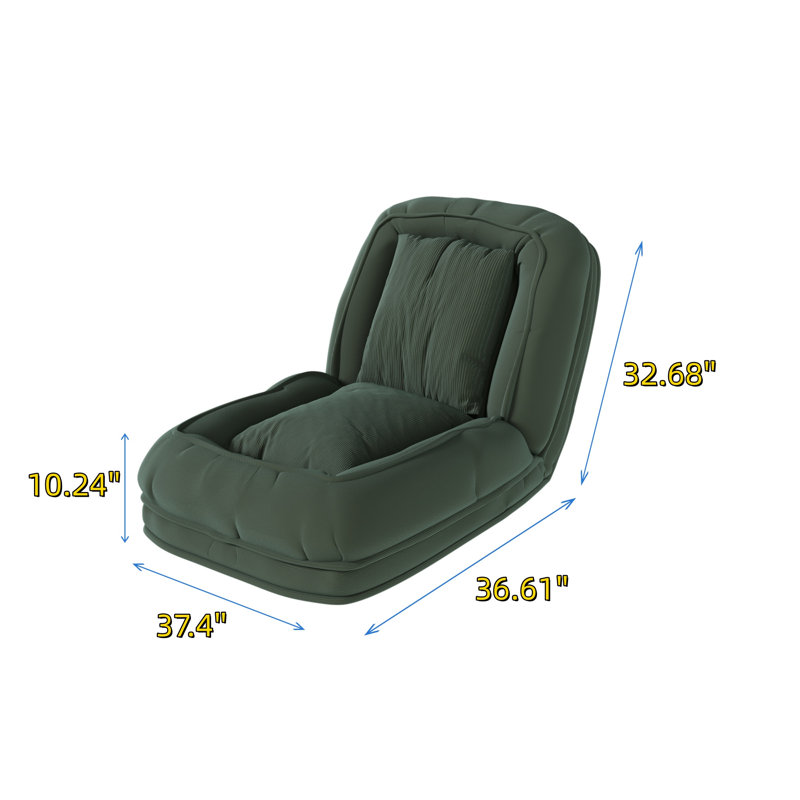 Le canapé-lit pliant comprend 2 coussins moelleux., Velours côtelé vert