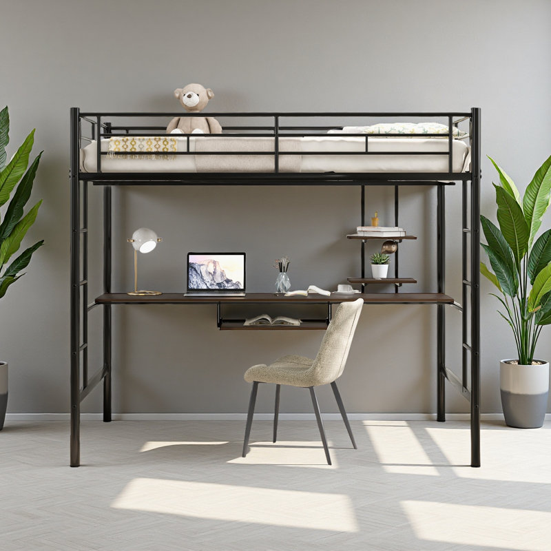 Lit mezzanine avec bureau et tablette
