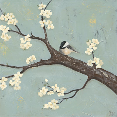 Chickadee & Dogwood II 1 Piece Wrapped Canvas Painting
