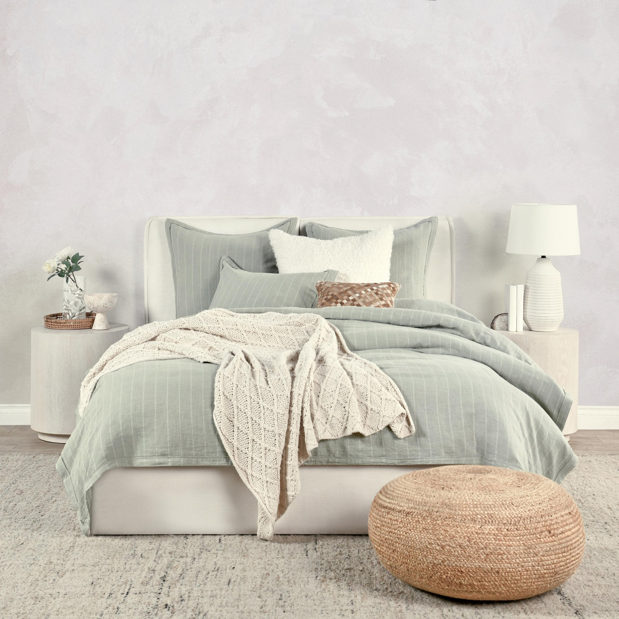 Keegan Belgian Flax Linen Sham Set, Sage Green, Standard