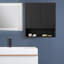 Armoire de salle de bain murale rayée 26 po avec portes, tablette et compartiment de rangement ouvert au-dessus de la toilette pour cuisine, salle de lavage, salle de bain, couleur noire