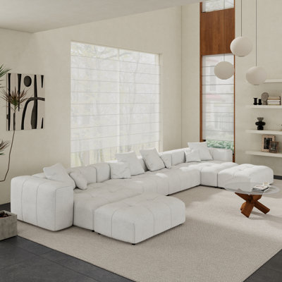 Canapé modulaire rembourré en tissu de lin avec repose-pieds Kay Crumley 6 pièces Kay
