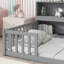 Élégant lit simple gris avec tablettes de rangement et bibliothèque de chevet confortable - Chambre à coucher-463563486-463563487