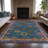 Machine Washable Indoor/Outdoor Xhevrie Teal Rug-111819180
