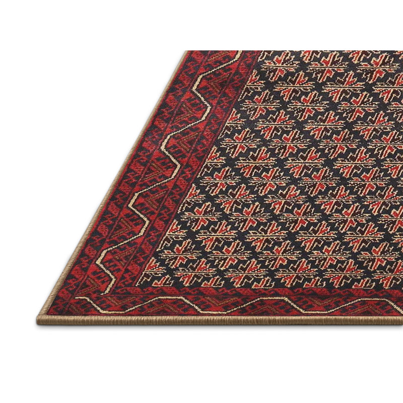 Tapis traditionnel rouge / brun Christenberry, Rectangle 5 pi x 7 pi