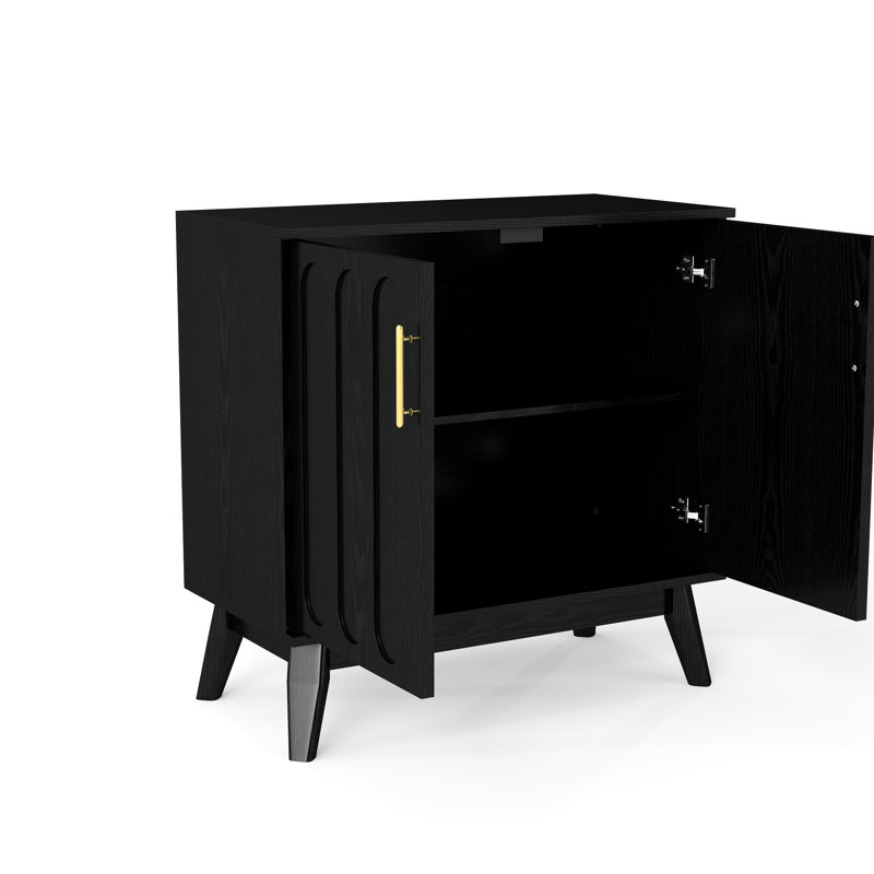 Buffet rétro cannelé, pieds en bois massif et beaucoup d'espace - Buffet spacieux avec pratique