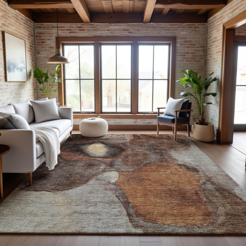 Premium Machine Washable Lyndhurst AMF1177 Modern Rug, Rectangulaire 8 pi x 10 pi