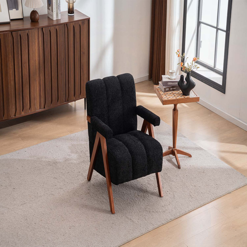 Fauteuil en forme de nuage avec assise en bois et assise confortable, Noir