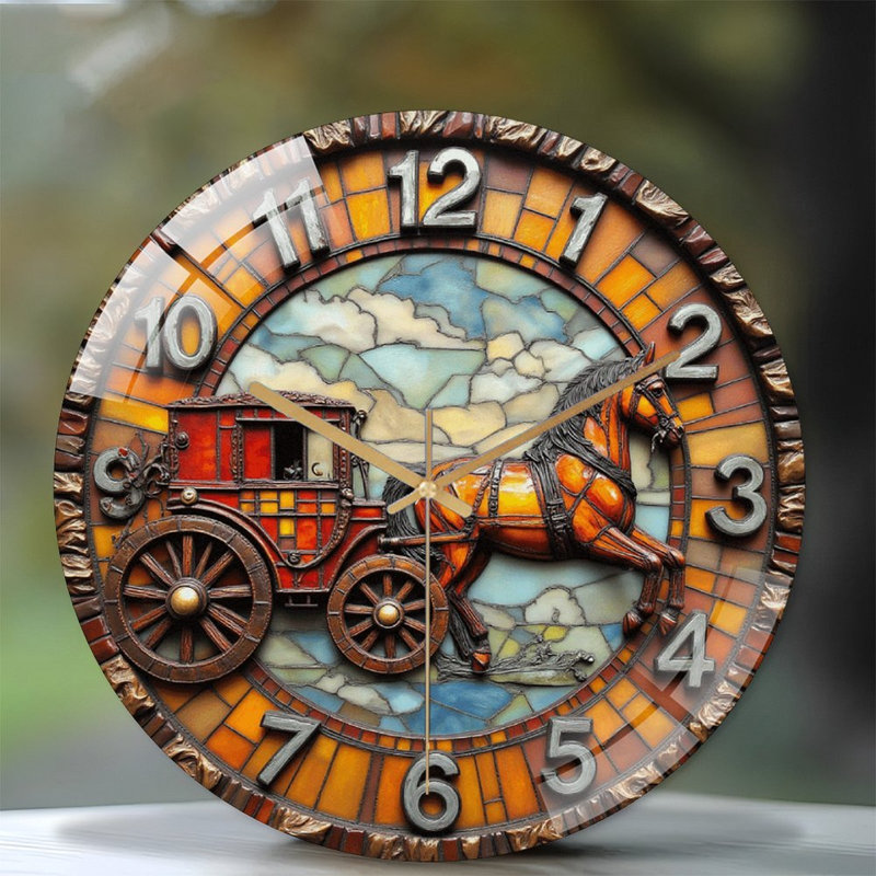 Horloge murale cheval de transport rétro Vintage 12 po