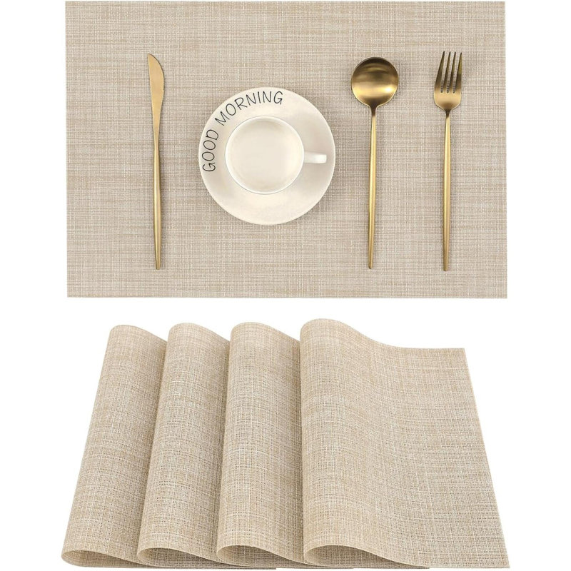 Ensemble de 4 napperons beiges résistants à la chaleur et antidérapants pour la table de salle à manger