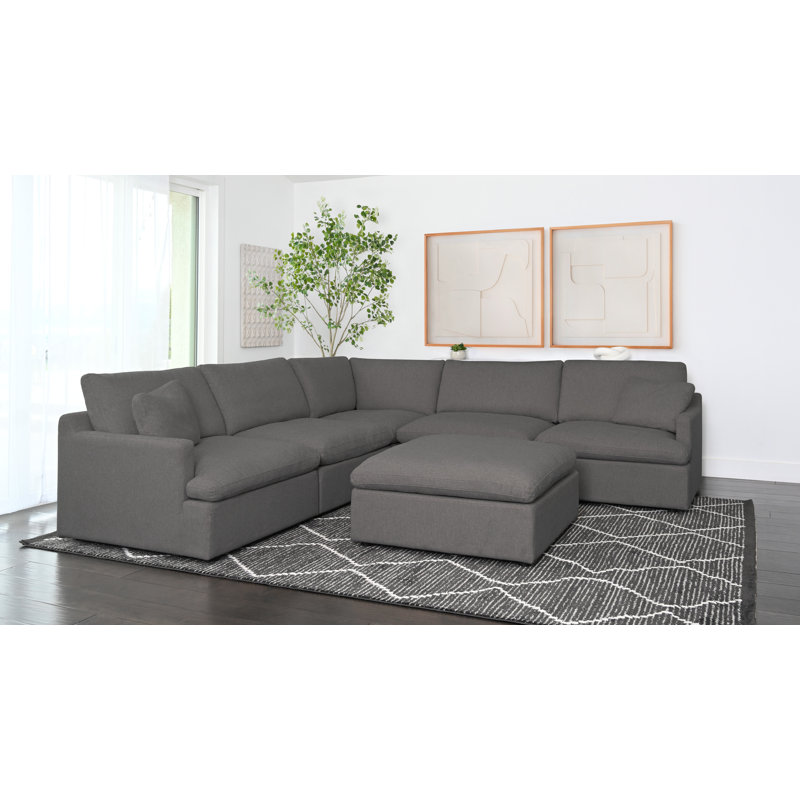 Bronislava 6 - Piece Upholstered Modular Sectional, Gray 100% Polyester