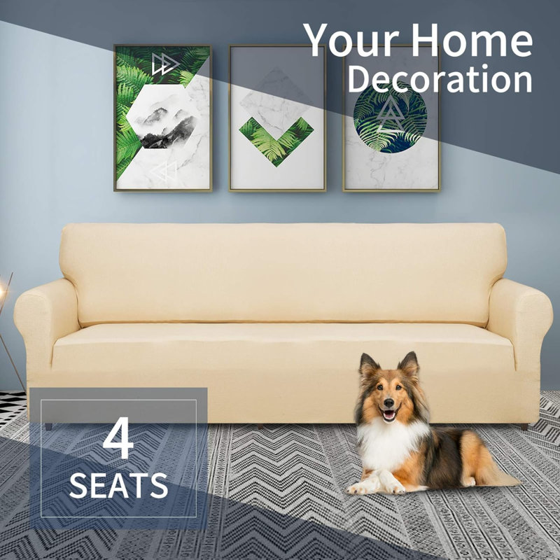 Housse pour canapé à coussins en T, H 41 po x l 110 po x P 42 po, Coton vert