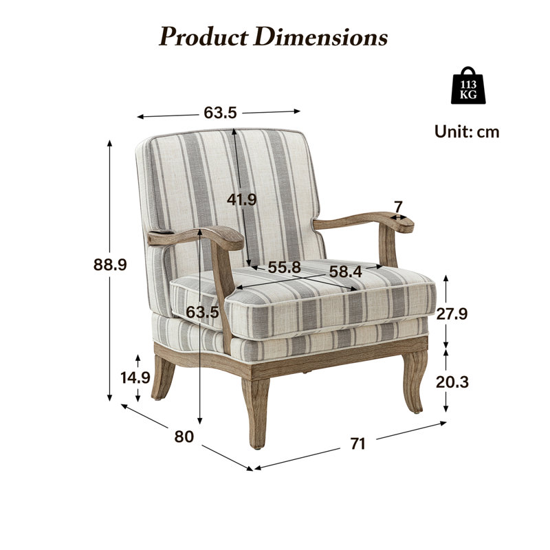 Upholstered Armchair, Grey
