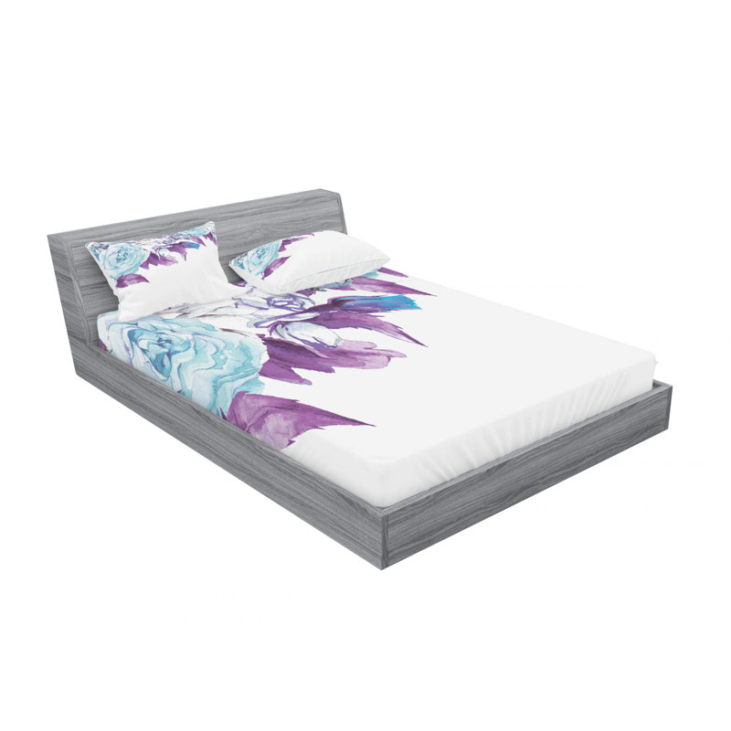 Microfiber Floral Sheet Set, Full/Double Sheet Set with Fitted Sheet