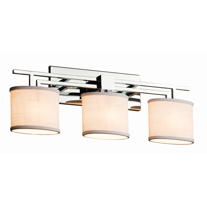 Éclairage pour meuble-lavabo ovale 3 lumières Geoffroy, Chrome poli, Blanc